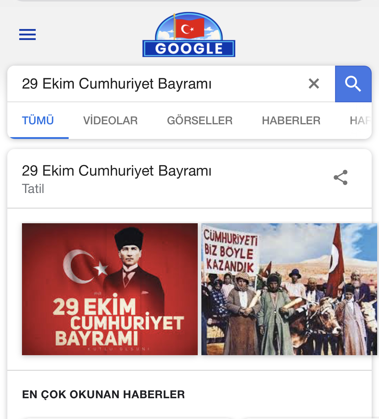 Google’ın 29 Ekim Cumhuriyet Bayramı’na Özel Doodle’ı..